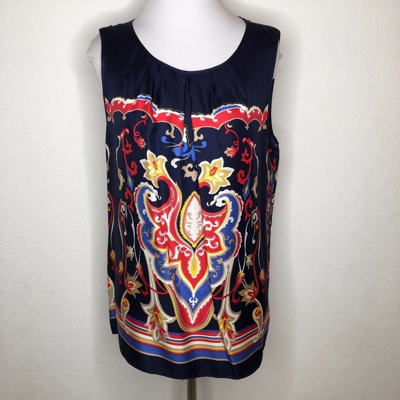 Talbots Petite Silk Sleeveless Top Size 12 Blue - Picture 1 of 7